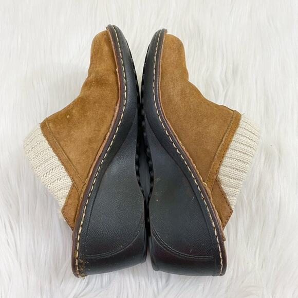 Ugg Chestnut Brown Suede Wedge Heel Clogs Shearling Lining Women's Size 7 EUC - Picture 5 of 10